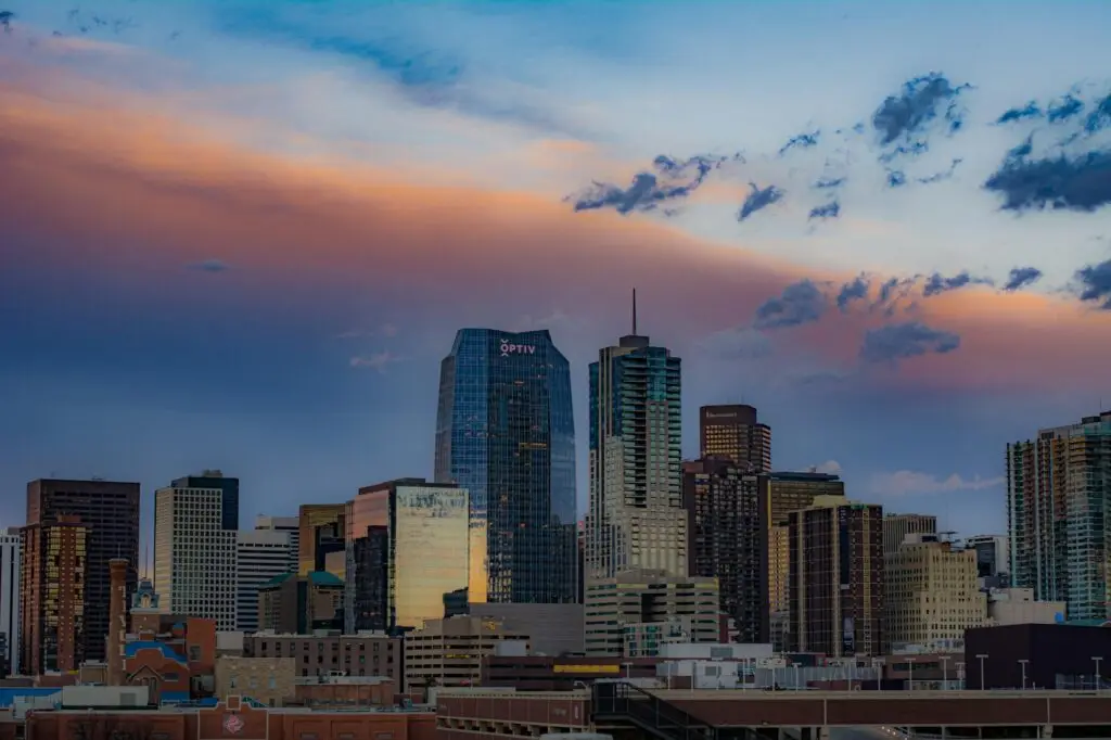 denver downtown at sunset